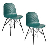 Set of 2 Modern Republica Dining Chair Living Office Furniture Seat Scandi - Dark Green - Front View