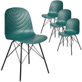 Set of 4 Modern Republica Dining Chair Office Furniture Seat Scandi Dark Green - Front View