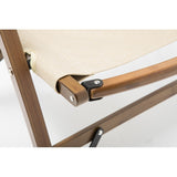 Bamboo Canvas Foldable Outdoor Camping Chair Wooden Travel Picnic Park - Khaki/Beige - Top-Down View
