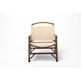Bamboo Canvas Foldable Outdoor Camping Chair Wooden Travel Picnic Park - Khaki/Beige - 45-Degree Angle