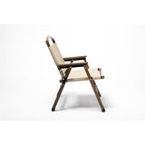 Bamboo Canvas Foldable Outdoor Camping Chair Wooden Travel Picnic Park - Khaki/Beige - Rear View
