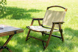 4x Bamboo Foldable Outdoor Camping Chair Wooden Travel Picnic Park Folding - Khaki/Beige - Top-Down View