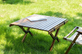 62cm Foldable Bamboo Outdoor Camping Table Waterproof Wood Wooden Travel - Small - Close-Up Angle