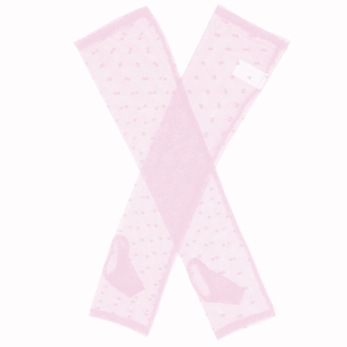 Dents Womens Long Below-Elbow Tulle Flock Dot Fingerless Mittens Gloves - Pink