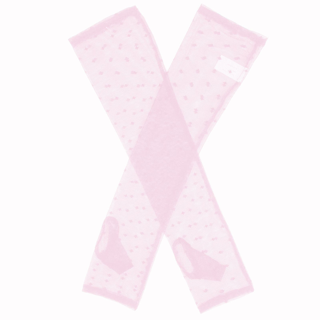 Dents Womens Long Below-Elbow Tulle Flock Dot Fingerless Mittens Gloves - Pink