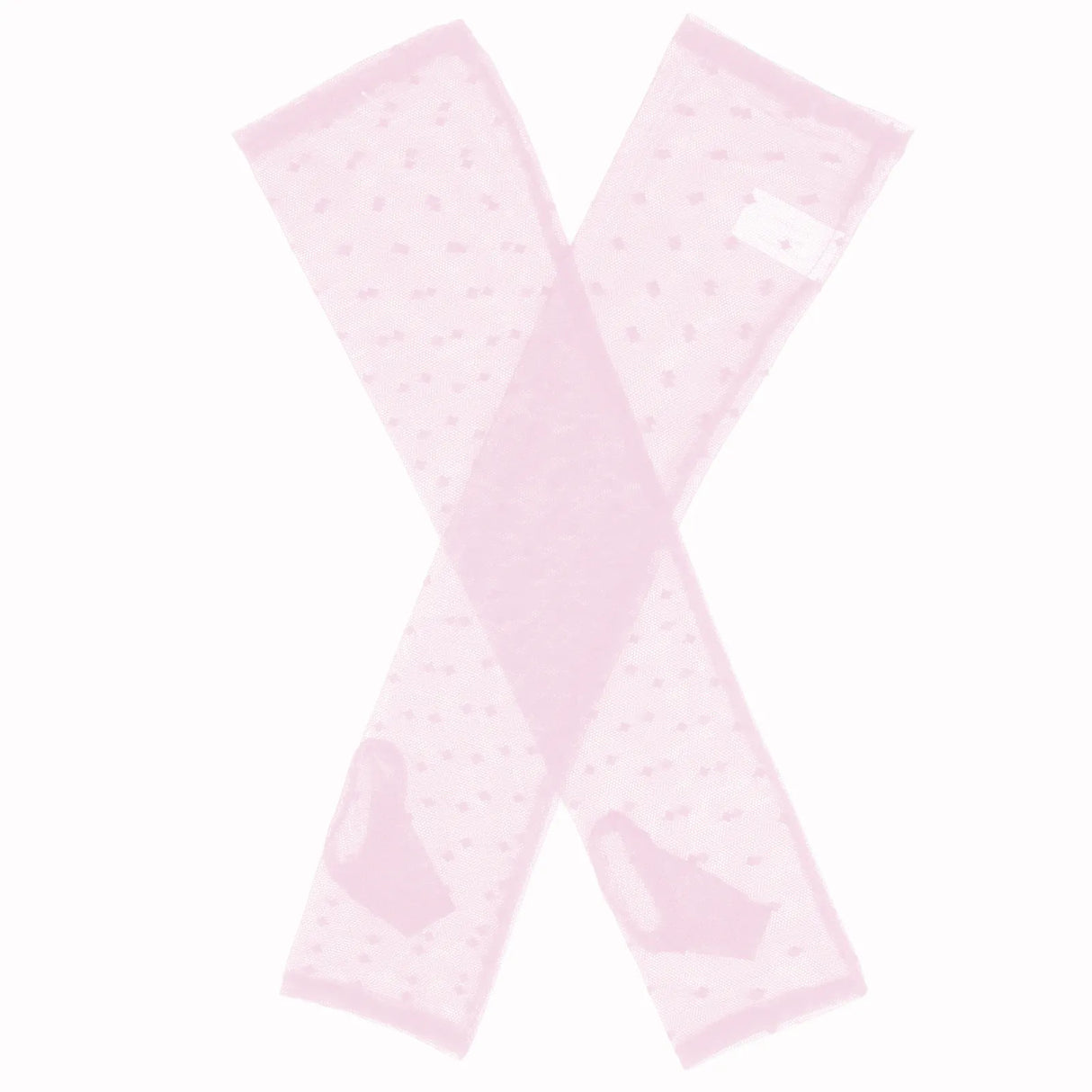 Dents Womens Long Below-Elbow Tulle Flock Dot Fingerless Mittens Gloves - Pink