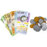 44pcs Australian Play Money Coins & Notes Maths Pretend Shopping - Top-Down View