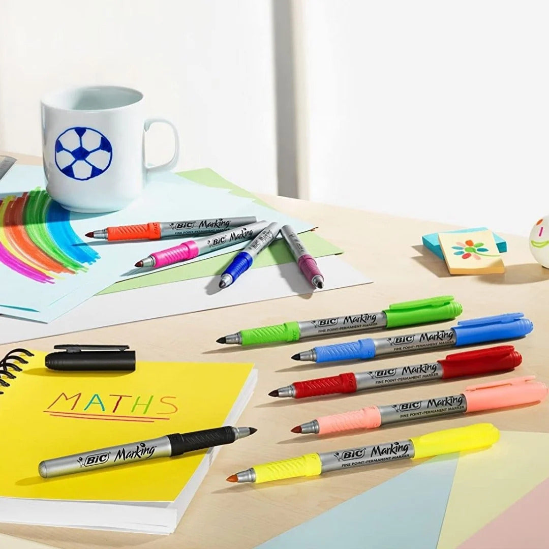 BIC Intensity Permanent Markers - 12 Assorted Colors for Creative Projects and Organization