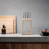 Global Hashira 5-Piece Japanese Knife Block Set Made in Japan Maple Stainless Steel - Top-Down View
