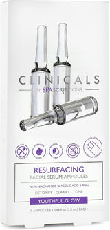 Spascriptions Clinicals Resurfacing Serum Ampoules 7-Pack 2.8ml Each Niacinamide Glycolic Acid PHAs Youthful Glow - Front View