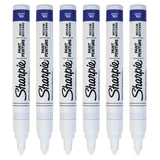 6x Sharpie Oil-Based Paint Markers in White Medium Point - Front View