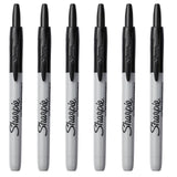 6x Sharpie Fine Point Retractable Permanent Markers - Black - Front View