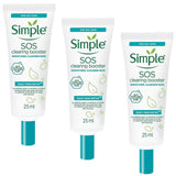 3x Simple 25ml SOS Clearing Booster Long Lasting Shine & Blemish Control - Front View