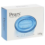 Pears Transparent Soap Bar Pure and Gentle with Mint Extracts 100g - Front View