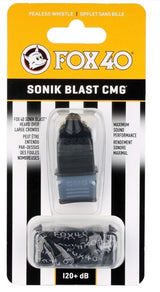 Fox 40 Sonik Blast CMG Pealess Whistle Outdoor Safety Referee Sports - Black - Front View