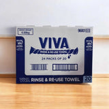 480x Viva Paper Towel Rinse & Re-Use Towel Reusable 20 Sheets x 24 Packs Bulk Box - Side View
