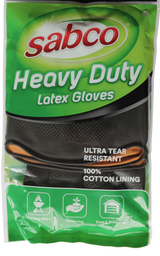 12 Pairs Sabco Heavy Duty Latex Gloves w/ Cotton Lining - Large Size - Top-Down View