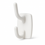 6x Deco Self-Adhesive Double Hooks in White – 2.3kg Weight Capacity per Hook - Front View