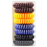 8x Indulge Hair Elastic Ties Bands Spiral Assorted Colours In Display Box - Front View