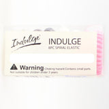 8x Indulge Hair Elastic Ties Bands Spiral Assorted Colours In Display Box - Side View