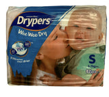 1pk 82 Drypers Baby Wee Wee Dry Nappies Nappy Diapers - Small 3-7Kg Diapers - Front View