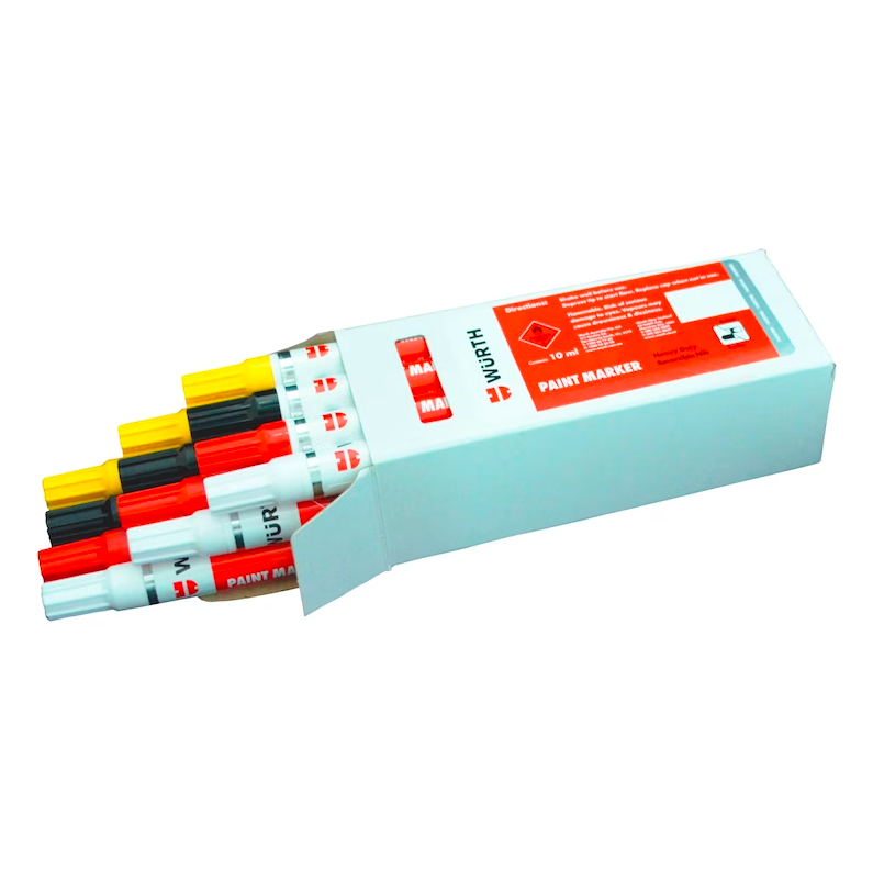12-Pack Assorted Color Wurth Paint Markers - Bold Drawing Pens in Black, Red, White, and Yellow