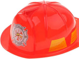 KIDS FIREMAN HAT Firemans Helmet Costume Dress Up Party Red Plastic Halloween Cap - Rear View