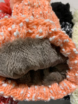Womens Thick Knit Beanie Winter Fleece Lined Hat Warm Faux Fur Pom Striped Ski - Side View