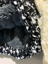 Womens Thick Knit Beanie Winter Fleece Lined Hat Warm Faux Fur Pom Striped Ski - Top-Down View