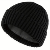 Winter Knitted Hat Men Women Warm Thick Beanie Fleece Ski Cap Outdoor Thermal - Front View