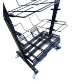 12 Tier Placemat Brochure Magazine Newspaper Display Rack Storage Stand on Wheels - Black Frame - Side View