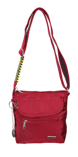 FIB Mens Crossbody Bag Shoulder Strap Satchel Travel Wallet - Burgundy - Front View