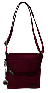 FIB Mens Crossbody Bag Shoulder Strap Satchel Travel Wallet - Burgundy - 45-Degree Angle