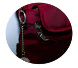 FIB Mens Crossbody Bag Shoulder Strap Satchel Travel Wallet - Burgundy - Close-Up Angle