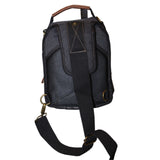 FIB Canvas Sling Bag Shoulder Strap Messenger Travel Pack w Tablet Pocket - Black - Top-Down View