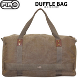 FIB 52cm Canvas Travel Duffle Bag Casual Duffel - Khaki - Top-Down View