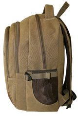 FIB Washed Canvas Backpack Bag in Khaki - Side View