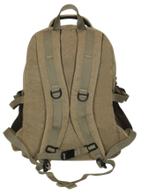 FIB Washed Canvas Backpack Bag in Khaki - Top-Down View