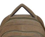FIB Washed Canvas Backpack Bag in Khaki - 45-Degree Angle