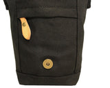 FIB Water Resistant Small Shoulder Canvas Bag w Adjustable Shoulder Strap - Black - 45-Degree Angle