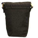 FIB Water Resistant Small Shoulder Canvas Bag w Adjustable Shoulder Strap - Black - Rear View