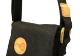 FIB Water Resistant Small Shoulder Canvas Bag w Adjustable Shoulder Strap - Black - Close-Up Angle