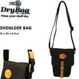 FIB Water Resistant Small Shoulder Canvas Bag w Adjustable Shoulder Strap - Black - Extra Image
