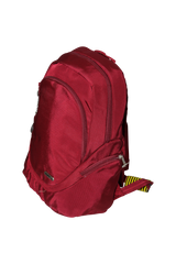 FIB Mens Backpack Travel Rucksack Shoulder Bag - Burgundy - Top-Down View