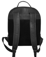 Futura Mens Leather Laptop Backpack School Shoulder Bag Front Pocket - Black - Side View