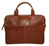 Futura Mens Slimline Laptop Bag Satchel Handbag Handles College - Brown - Front View