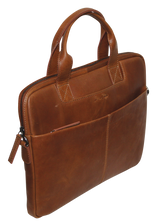 Futura Mens Slimline Laptop Bag Satchel Handbag Handles College - Brown - Side View