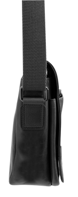 Futura Mens Laptop Messenger Sling Bag School Work Shoulder Strap - Black - Top-Down View
