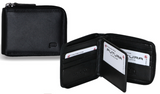Futura Men's RFID Leather Wallet with Zip Closure - Black Gift Edition - Front View