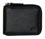 Futura Men's RFID Leather Wallet with Zip Closure - Black Gift Edition - Side View